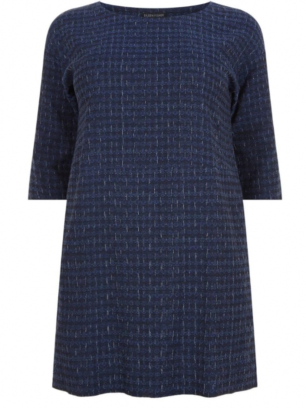 Eileen Fisher Shizuku Jacquard Mini Dress In Indigo Blue Small Organic  Cotton